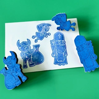 Mikuláš, anděl, čert - pěnová razítka - sada 3 ks
