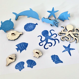 Mořský svět - pěnová razítka - sada 9 ks