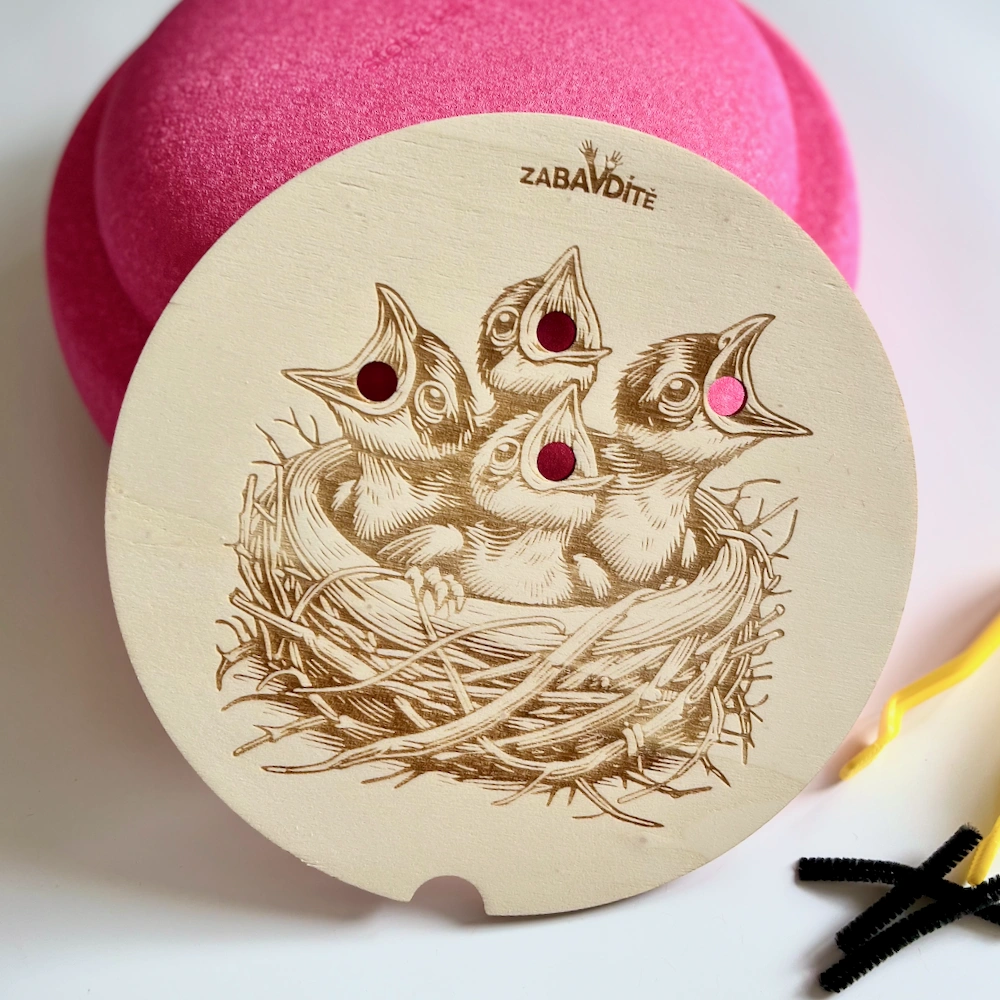 Vkládací deska do balančního kamene - Ptáčata