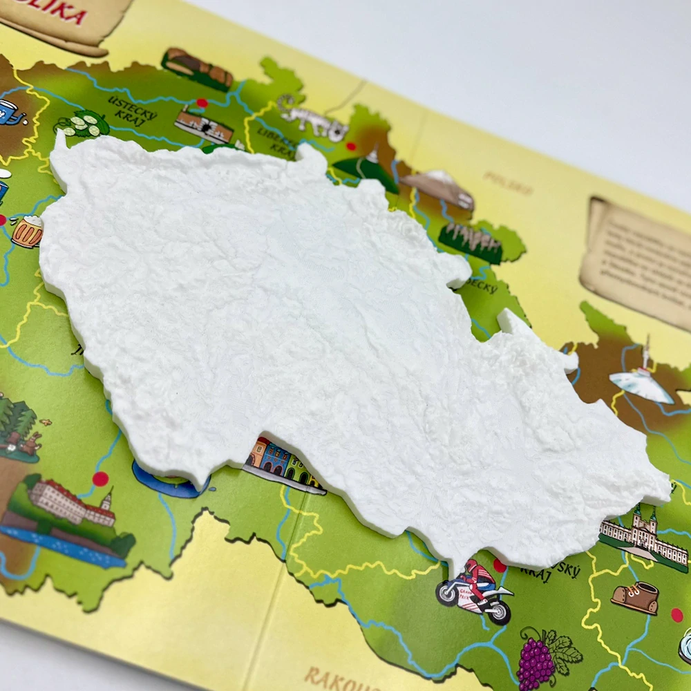 3D reliéfní mapa ČR
