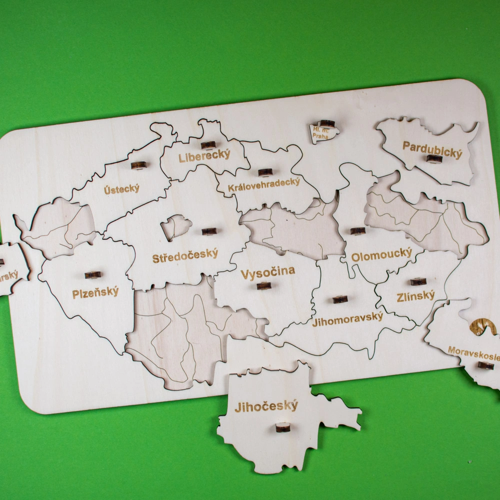 Kraje ČR - vkládačka krajů a řek